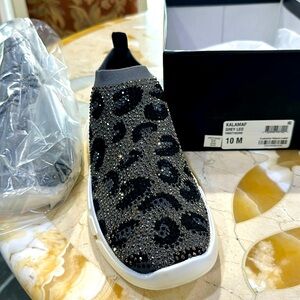 Brand new INC Kalamaf grey leo slip on sneaker